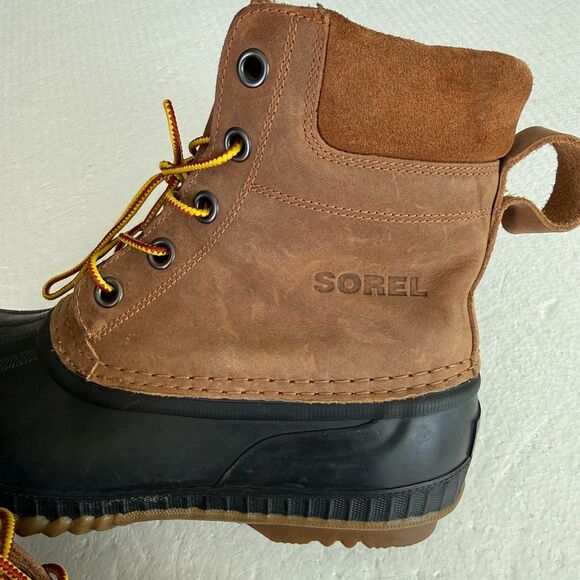 Size 10 - SOREL MENS CHEYANNE II LACE DUCK BOOT Rain Work Boots Leather Rubber main image 4